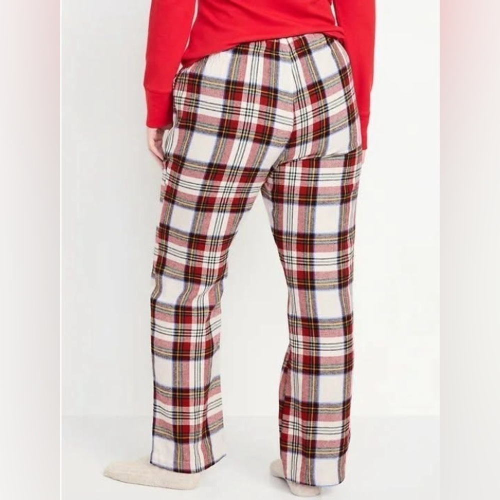 NWT Old Navy White Tartan Plaid Mid-Rise Flannel Pajama Pants for Women size XXL - Picture 2 of 7